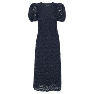 ROTATE BIRGERCHRISTENSEN Women's V-Neck Puff Sleeve Floral Lace Midi Dress Women